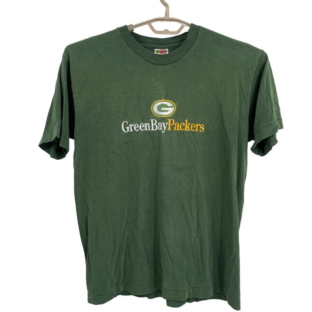 Green Bay Packers Vintage Single Stitch Shirt Embroidery Fruit the Loom Large